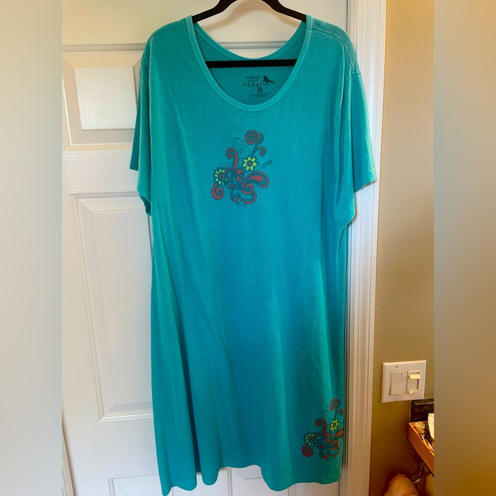 Sahalie T-shirt dress. Aqua blue. New without tags. Size 3X
